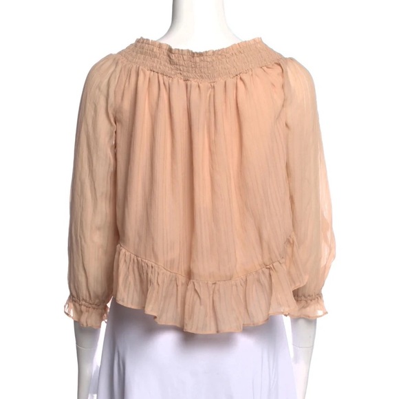 LoveshackFancy blush silk off shoulder Top M - Picture 4 of 4